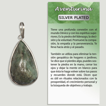 GREEN AVENTURINE. Silver-plated pendant. Assorted shapes