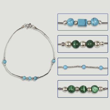 ASSORTMENT MINERALS. Silver bracelet