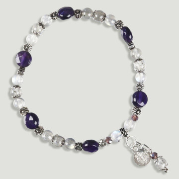 Bracelet en argent SKADE. Labradorite et Améthyste.