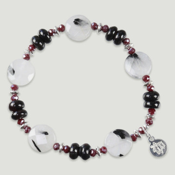 Bracelet en argent SKADE. Tourmaline Quartz, Grenat, Cristal