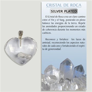 ROCK CRYSTAL. Silver-plated pendant. Faceted heart