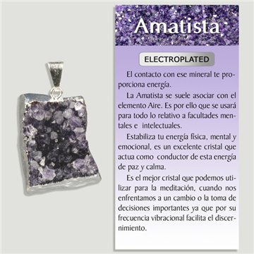 AMETHYST. Silver electroplated pendant. Small