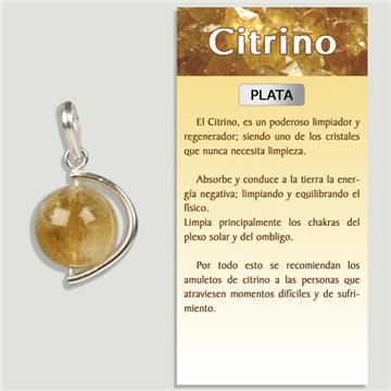 CITRINE. Silver pendant. Meridian with ball.