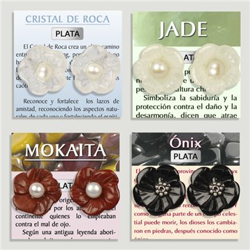 ASSORTMENT MINERALS. Silver earrings. Assorted flowers