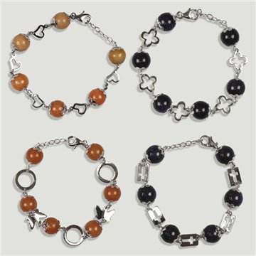 ASSORTMENT MINERALS. Silver and rhodium bracelet. Assorted styles