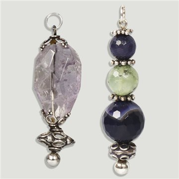 AMETHYST/PREHNITE. Silver pendant. Assorted combination