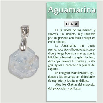 AQUAMARINE. Silver pendant. Flower