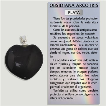 RAINBOW OBSIDIAN. Silver Pendant. Heart