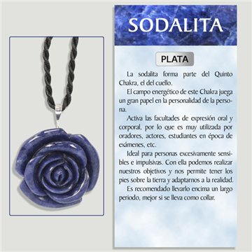 SODALITE. Silver Pendant. Flower