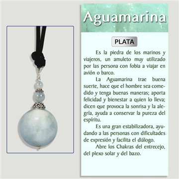 AQUAMARINE. Silver Pendant. Ball and Spacers