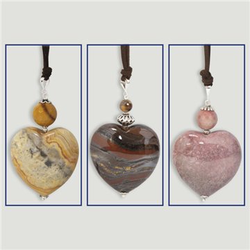 ASSORTMENT OF MINERALS. Silver Pendant. Heart