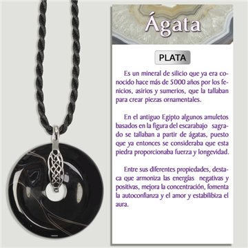 AGATE. Silver Pendant. Donut. 40 mm