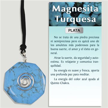 MAGNESITA TURQUESA. Colgante PLATA. Donut. 50 mm