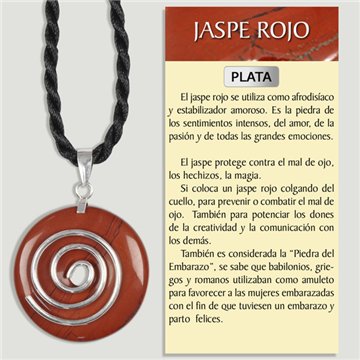 JASPE ROJO. Colgante PLATA. Donut. 30 mm