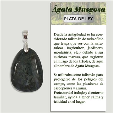 MOSS AGATE. SILVER Pendant. Teardrop.