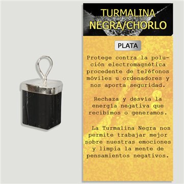 BLACK TOURMALINE. SILVER Pendant. Rough