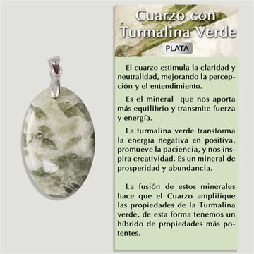 CRYSTAL QUARTZ and GREEN TOURMALINE. SILVER Pendant. Assorted Shapes