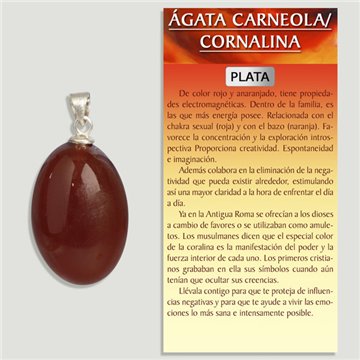 CARNELIAN AGATE. SILVER Pendant. Cabochon