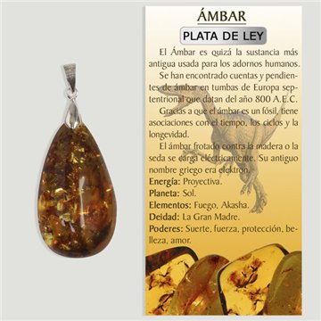 Extra Amber. Silver Pendant. Cabochon