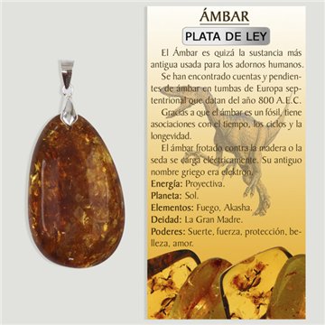 Extra Amber. Silver Pendant. Cabochon