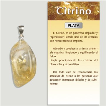 Citrine. Silver Pendant. Tumbled