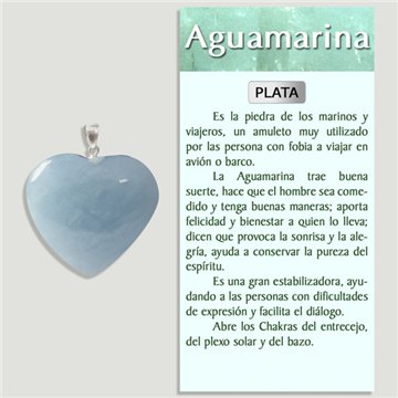 Aquamarine. Silver Pendant. Heart