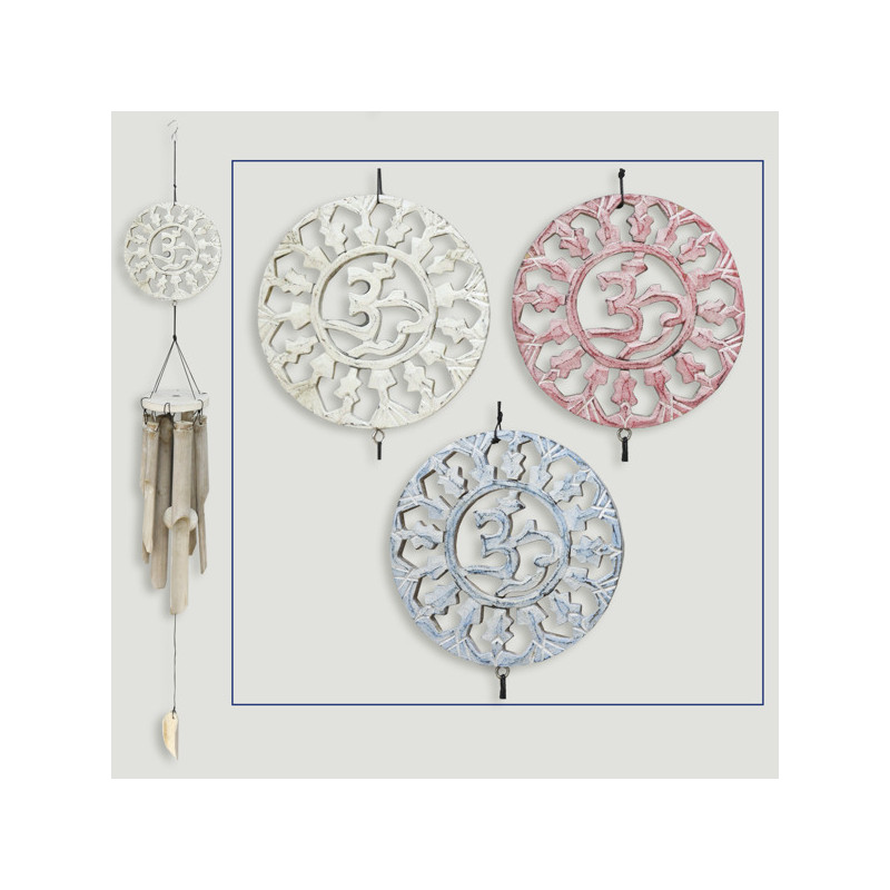 Móvil bambú. Placa Om con tubos 30cm. Colores surtidos. 60 cm Móvil bambú. Placa Om con tubos 30cm. Colores surtidos. 60 cm