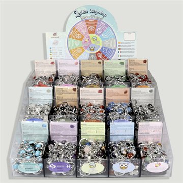 ZODIAC KEYRINGS. Mineral keychains in Silver Plated. 360 pieces