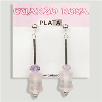 Brincos em PRATA. Quartzo Rosa. Formas variadas