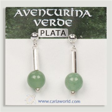 Brincos em PRATA. Aventurina verde. Formas variadas