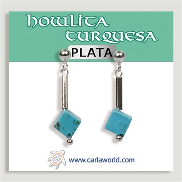 Brincos em PRATA. Howlita turquesa. Formas variadas