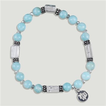 Pulseira em prata SKADE. Amazonite, Quartzo e Cristal.