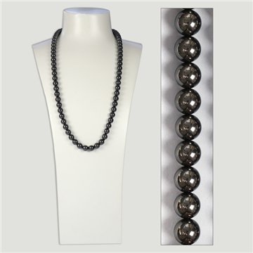 Hematite necklace. 70 cm. 10 mm ball.