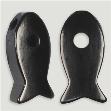 Flatfish pendant. Jet. 10 x 21 mm.