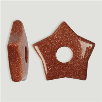 Star pendant with center hole. Gold Aventurine. 25 mm.