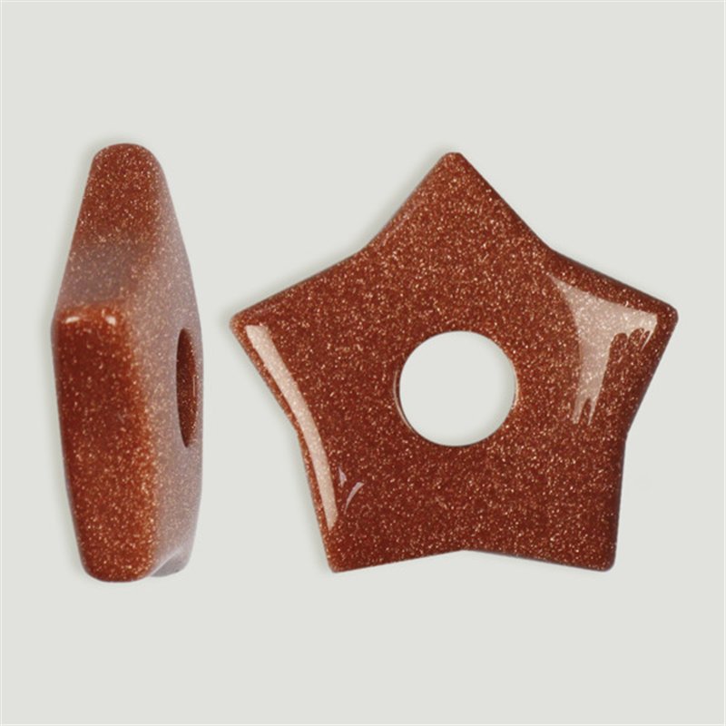 Star pendant with center hole. Gold Aventurine. 25 mm. Star pendant with center hole. Gold Aventurine. 25 mm.