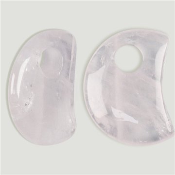 Pendentif Lune. Quartz rose. 17 mm