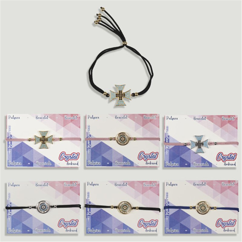Pulsera cordón símbolos con cristales. Surtidos Pulsera cordón símbolos con cristales. Surtidos