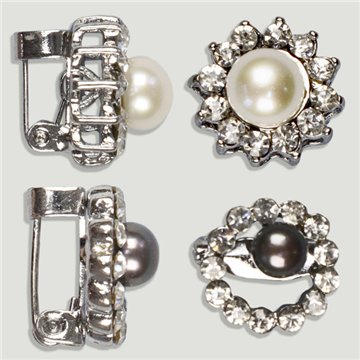 Broche. Perla con circonitas. Pequeño