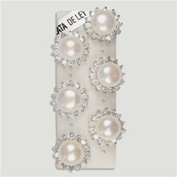 PEARL and ZIRCONIA. Silver earrings. Large