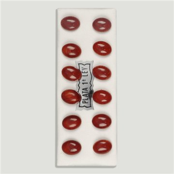 CORAL MANZANA. Pendientes plata. Cabujón pequeño