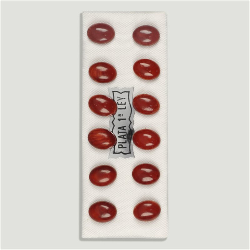 CORAL MANZANA. Pendientes plata. Cabujón pequeño CORAL MANZANA. Pendientes plata. Cabujón pequeño