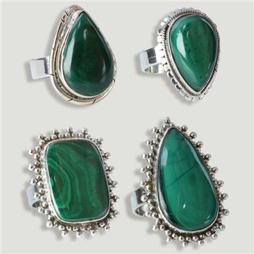 Anillo Plata  ajustable . Malaquita. De 6 a 10gr. (PRECIO POR GRAMO)