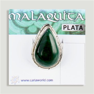 Anillo Plata  ajustable . Malaquita. De 6 a 10gr. (PRECIO POR GRAMO)