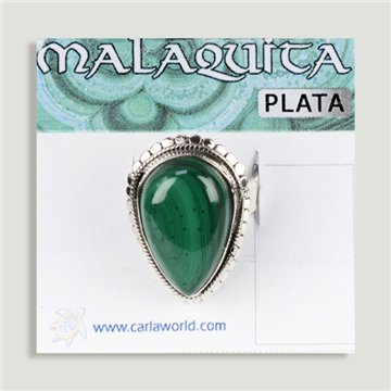 Anillo Plata  ajustable . Malaquita. De 6 a 10gr. (PRECIO POR GRAMO)