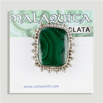 Anillo Plata  ajustable . Malaquita. De 6 a 10gr. (PRECIO POR GRAMO)