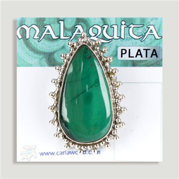 Anillo Plata  ajustable . Malaquita. De 6 a 10gr. (PRECIO POR GRAMO)