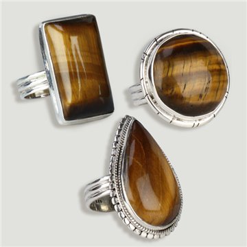 Anillo Plata ajustable . Ojo de Tigre. De 6 a 9gr. (PRECIO POR GRAMO)