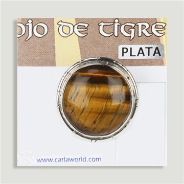 Anillo Plata ajustable . Ojo de Tigre. De 6 a 9gr. (PRECIO POR GRAMO)
