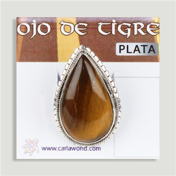 Anillo Plata ajustable . Ojo de Tigre. De 6 a 9gr. (PRECIO POR GRAMO)
